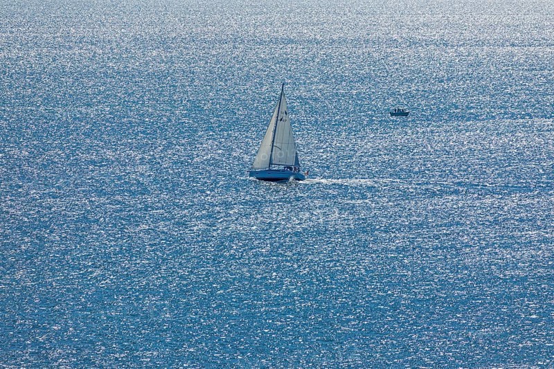 Sailing boat off the island, Flügge, Fehmarn, Schleswig-Holstein, Germany, Europe