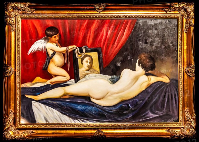 Banksy - Venus, series, Corrupted Oils, redesign of Velaszquez iconic Venus of Rokeby, critique of the commercialisation of beauty, 2006, exhibition The World of Banksy
