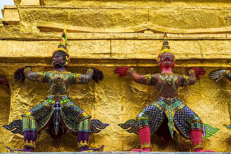 Wat Phra Kaeo temple, old royal palace, Bangkok, Thailand, Asia