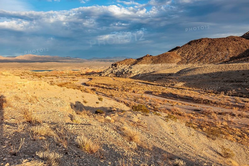 Echo wash drains into the Overton Arm of Lake Mead at Echo Bay, Nevada, USA, North America
