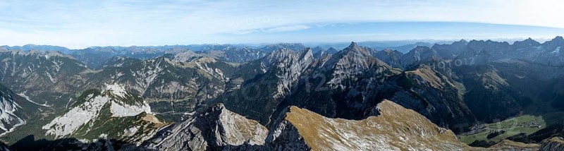 Aerial view, Alpine panorama of the Gamsjoch group, Eng valley, Karvendel, Tyrol, Austria, Europe