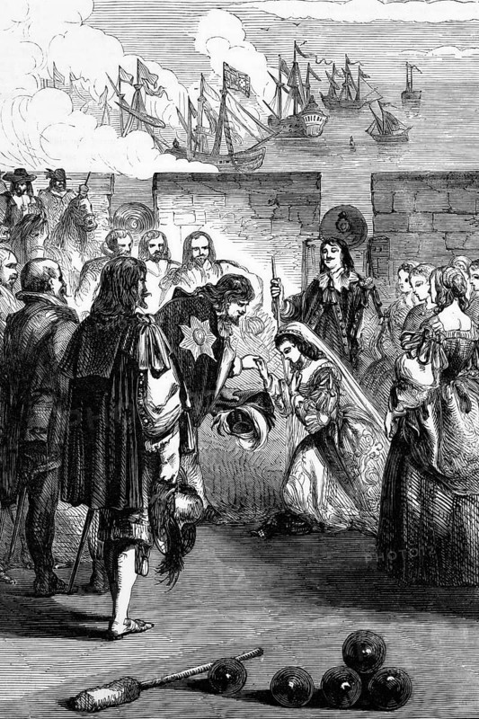 Princess Henriette lands in England after her marriage (by proxy) to King Charles I on 11 May 1625, shortly after his accession to the throne, England, digital reproduction of a historical original