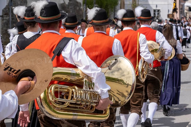 Musikkapelle Freinberg, Trachten- und Schützenverein Maidultfestzug, Parade to the Maidult, Passau, Lower Bavaria, Bavaria, Germany, Europe