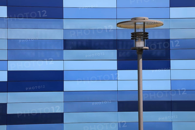 Architecture, detail building of the public utilities in Kulmbach, architectural firm H2M-Architekten designed and built, lantern, Upper Franconia, Bavaria, Germany, (photographed from public ground), Europe