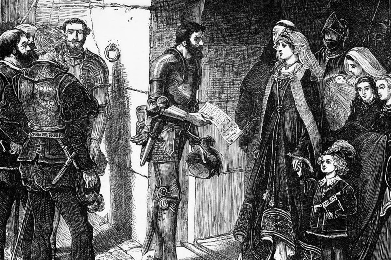 Scottish peers claimed the children of Queen Margaret in 1515, part of the intrigues of royalty. Margaret was a daughter of Henry VII of England, she was the woman of James IV, King of Scots, and her son became King James V, Scotland, digital reproduction of a historical model