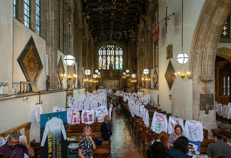 Knife Crime Awareness Week ‘Empty Shirts, Lost Childhoods' exhibition, Lord Mayor's Chapel, Bristol England, UK May 2025