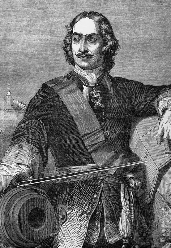 Peter the Great, Peter I or Pyotr Alexeyevich Romanov (1672 to 1725) ruled Russia and later the Russian Empire from 1682 until his death, digital reproduction of a historical model