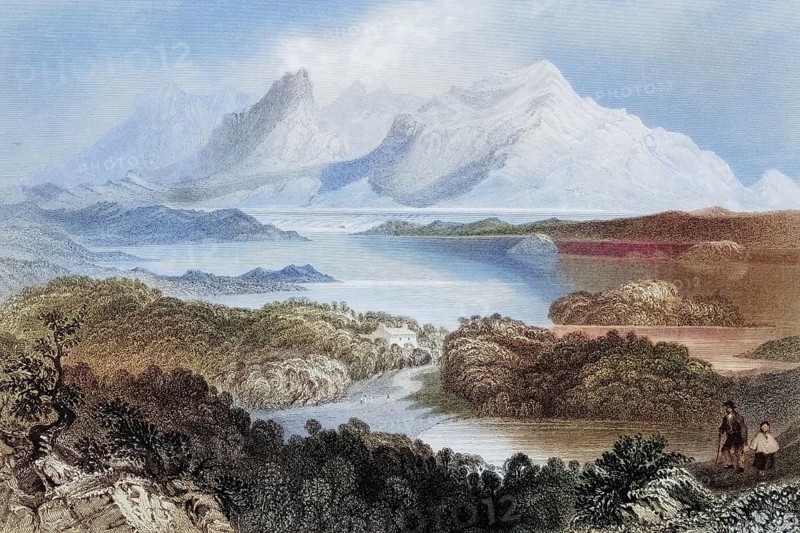 Garromin, Connemara, Ireland, from the Landscape and Antiquities of Ireland, 1841, digital reproduction of a historical model, Europe