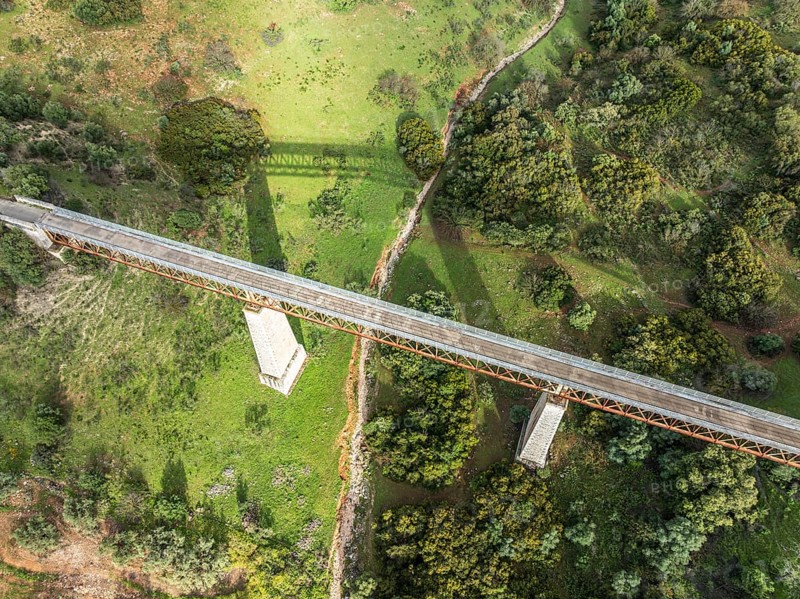 Cycle path Via Verde Del Aceite, old railroad track passes through olive fields, cycle path on bridge, near village Cabra, Andalusia, Spain, Europe