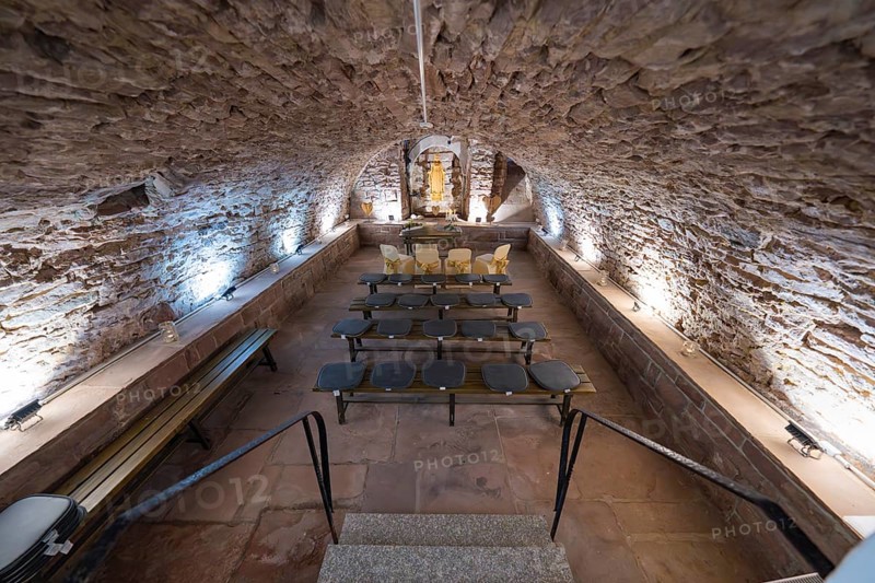 Rustic wine cellar with stone walls and vaulted ceiling, seating is provided for a presentation, registry office, family celebration in Neubulach, district of Calw, Germany, Europe