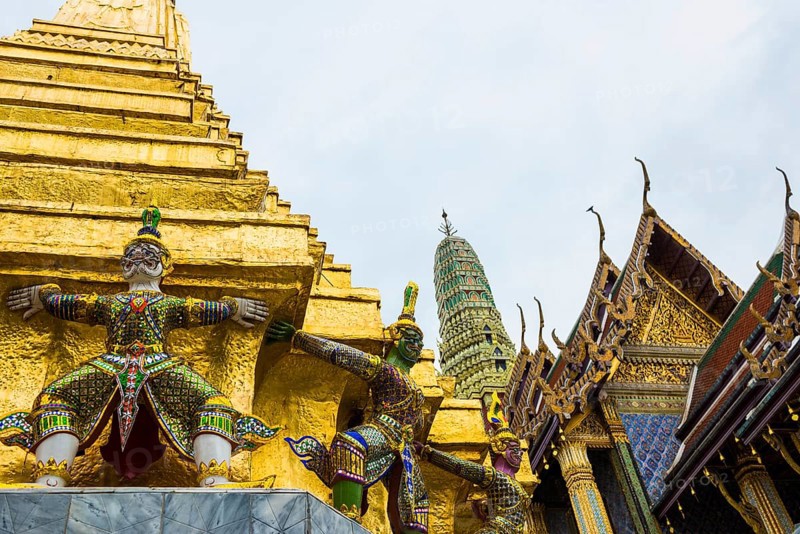 Wat Phra Kaeo temple, old royal palace, Bangkok, Thailand, Asia