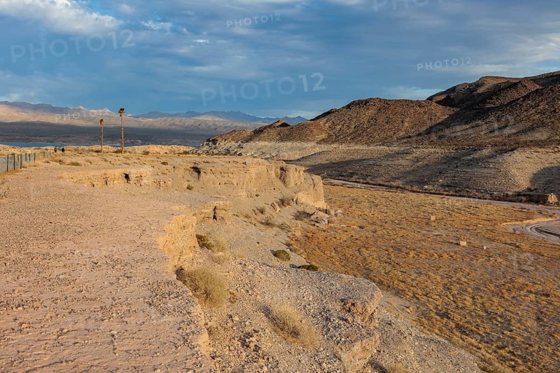 Echo wash drains into the Overton Arm of Lake Mead at Echo Bay, Nevada, USA, North America