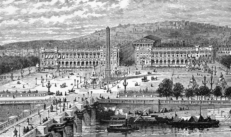 Bank of the Seine, Place De La Concorde and Montmartre, from the Chamber of Deputies, Paris, around 1870, France, digital reproduction of a historical model, Europe