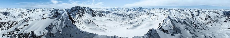 Alpine panorama, aerial view in winter at Piz Grialetsch, Albula Alps, Rhaetian Alps, Grisons, Eastern Switzerland, Switzerland, Europe