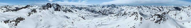 Alpine panorama, aerial view in winter, Albula Alps, Rhaetian Alps, Grisons, Eastern Switzerland, Switzerland, Europe