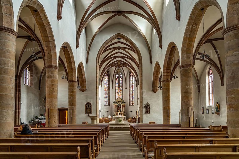 Interior of the Heiligkreuz parish church in Landau in der Pfalz, Rhineland-Palatinate, Germany, Europe