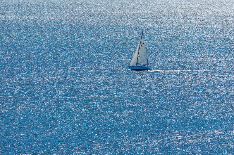 Sailing boat off the island, Flügge, Fehmarn, Schleswig-Holstein, Germany, Europe