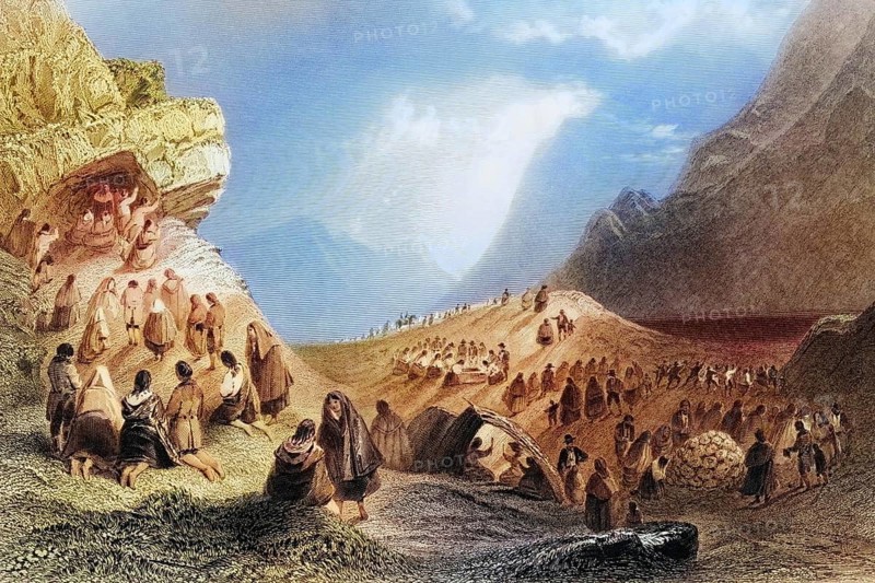 A pattern in Connemara. Ireland, from the landscape and antiquities of Ireland, 1841, digital reproduction of a historical model