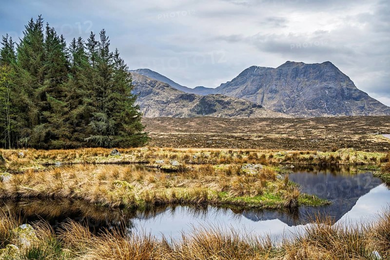 Mountains and Moors over Glen Etive Valley, Glencoe, Highlands, Scotland and Buachaille Etive Mòr, The Buachaille, Glen Etive, Highlands, Scotland, UK