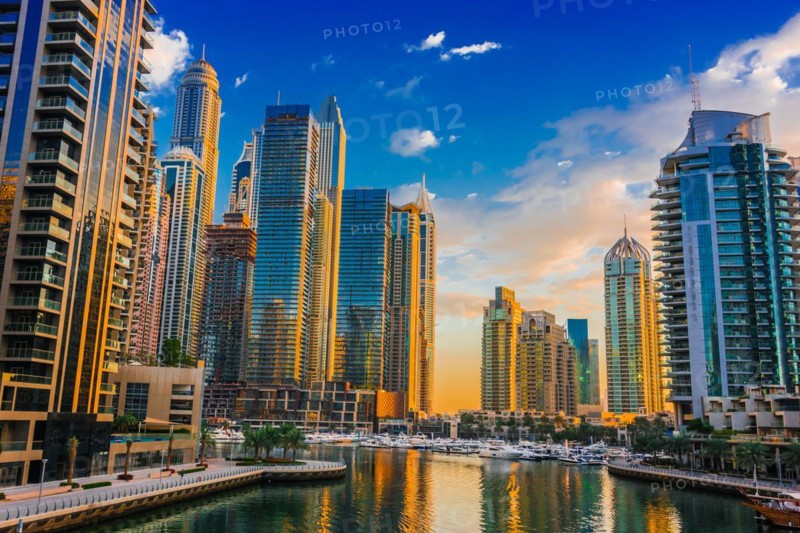 Modern residential architecture of Dubai Marina, United Arab Emirates, Asia