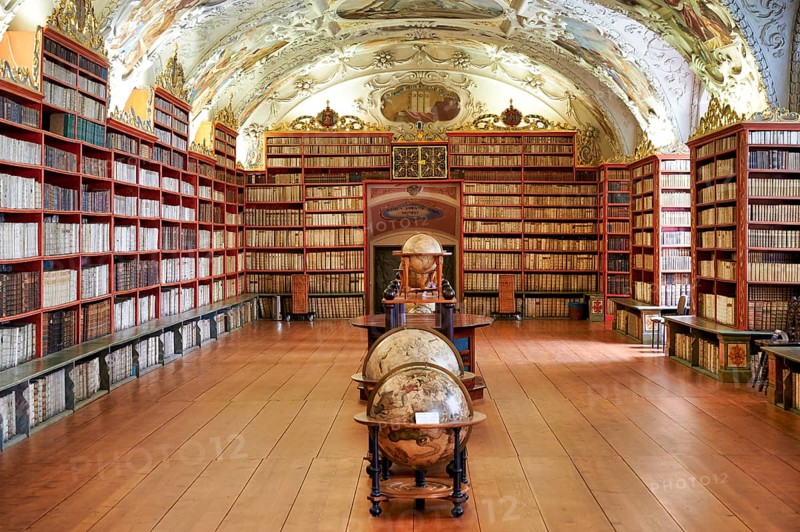Prague Czech Republic. The old library at Strahov monastery