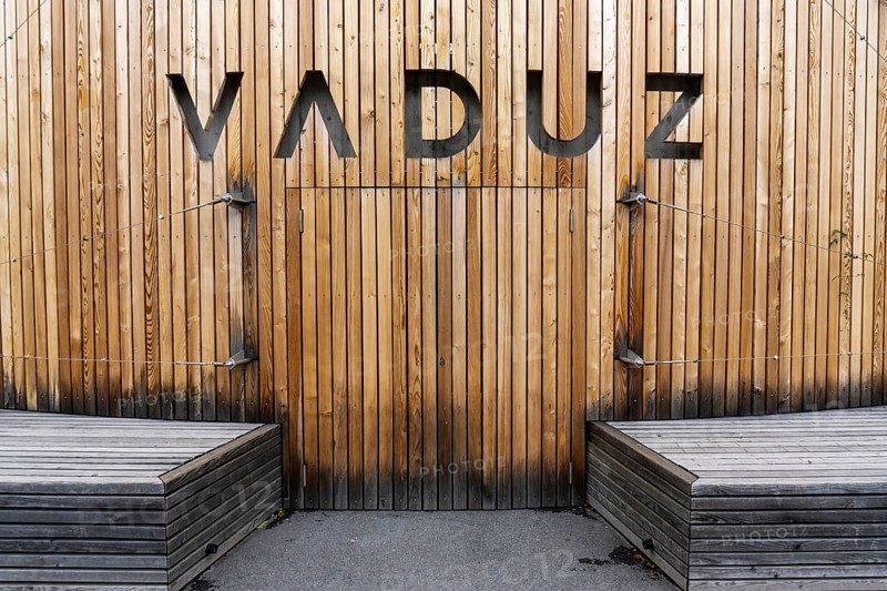 Liechtenstein - 16 June 2020: wooden city works department with Vaduz name showing
