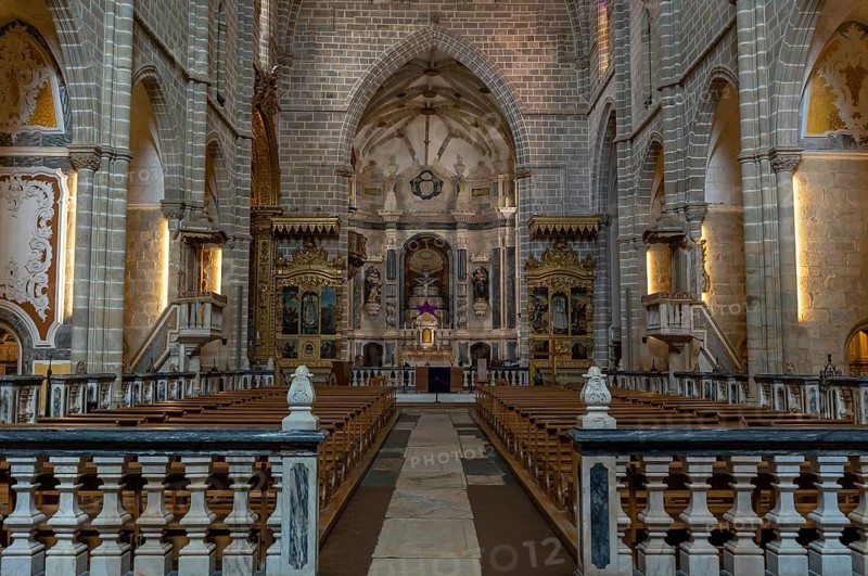 Evora, Portugal - 24 March, 2022: view of the altar in the Church of San Francisco in Evora