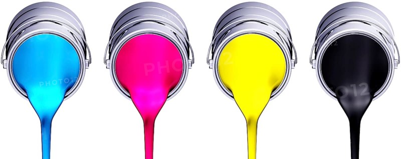 high resolution 3D rendering of a cmyk concept