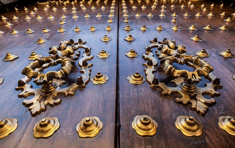 Seville, Spain. Old door detail, made of wood, 200 years old