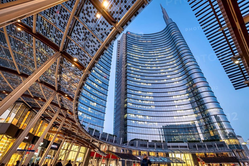 Milan Italy, Porta Nuova District. Gae Aulenti Square. Unicredit Tower