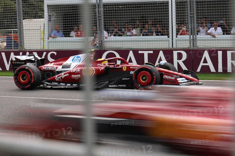 MELBOURNE, AUSTRALIA - MARCH 15: Lewis Hamilton of Great Britain spins the Scuderia Ferrari HP SF-25 during qualifying in the 2025 Australian Grand Prix at Albert Park in Melbourne, Australia, Oceania