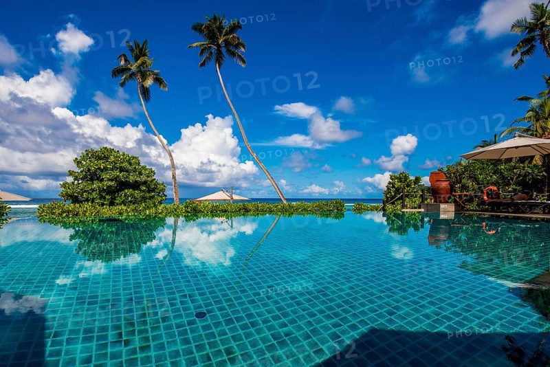 The pool at Hilton's DoubleTree Resort & Spa, Mahe, Republic of Seychelles, Indian Ocean