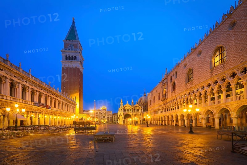 Piazza San Marco at dawn, Venice, Italy, Europe