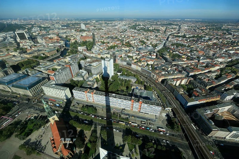 Construction site Berlin Palace Humboldtforum, seen from the television tower at Alexanderplatz, Berlin, Federal Republic of Germany