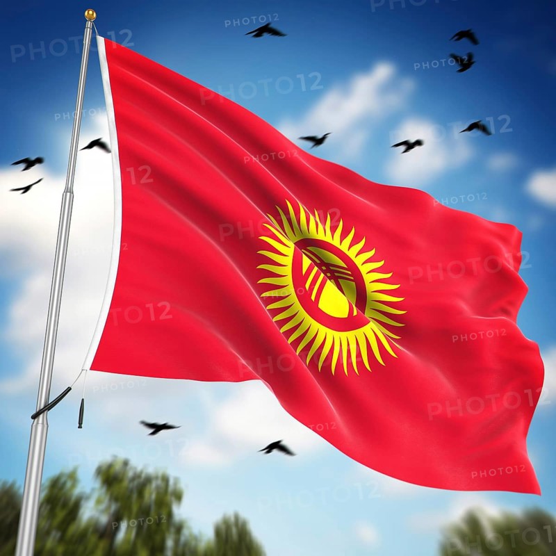 Flag of Kyrgyzstan, This is a computer generated and 3d rendered image