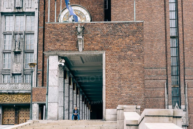 Oslo, Norway, August 11, 2019: Oslo City Hall. It houses the city council. It is the seat of the ceromony of Nobel Peace Prize every year, Europe