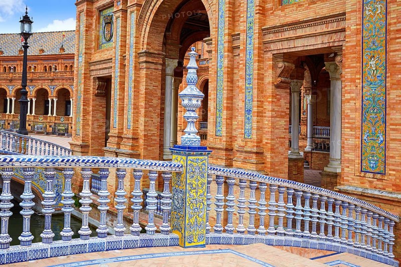 Seville Sevilla Plaza de Espana ceramic balustrade Andalusia Spain square
