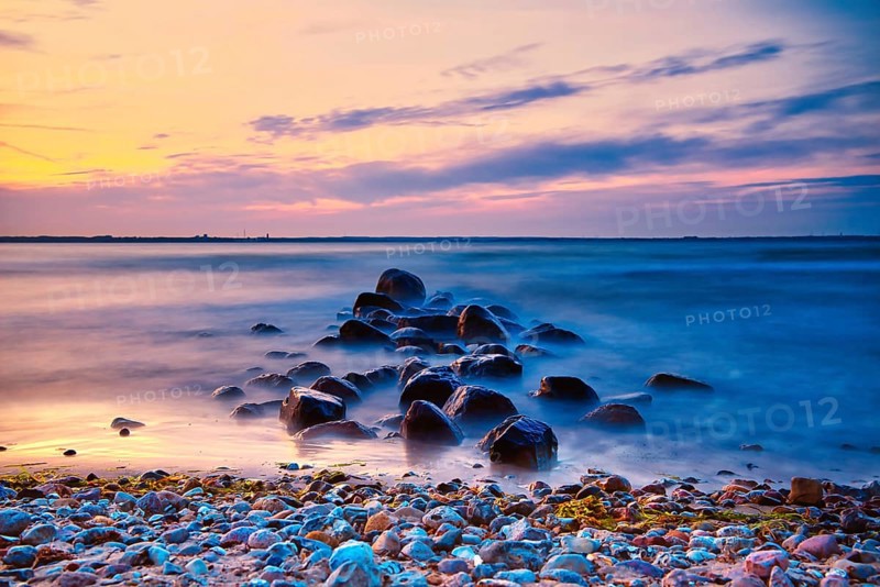 Sunset on the beach of Niendorf on the baltic sea