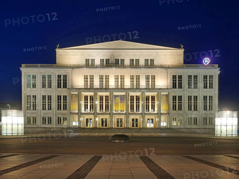 Empty Opera Square in times of lockdown. Leipzig, Saxony, Germany, Europe