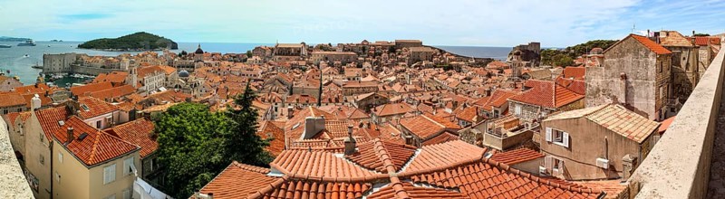 Scenic vief from the roofs of downtown Dubrovnik, Croatia, Europe