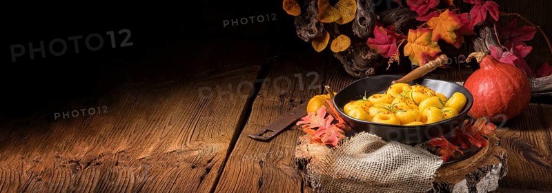 Delicious autumnal dumplings with hokkaido pumpkin puree