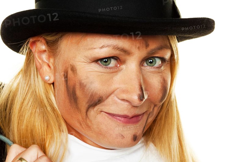 Woman as a chimney sweep. Lucky charm for New Year's Eve and the turn of the year. Austria