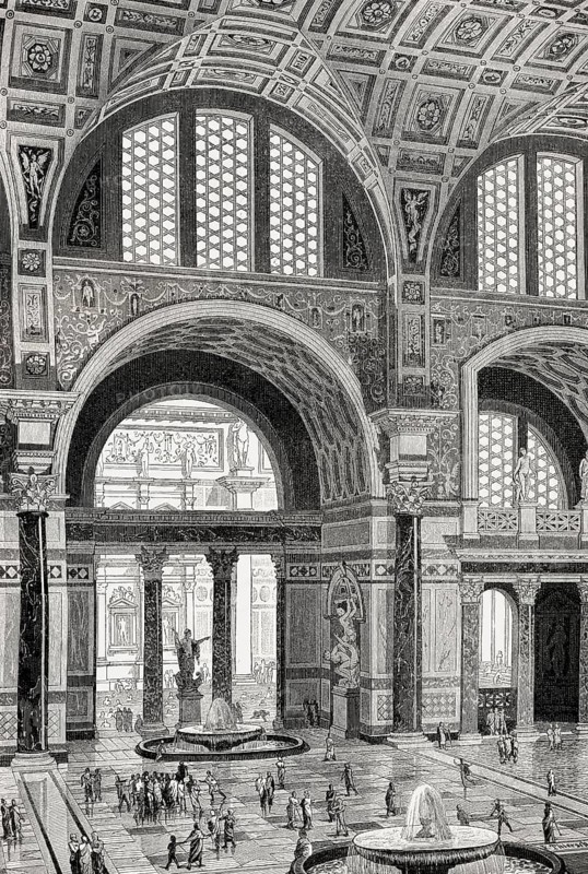 The Baths of Caracalla in ancient Rome, Italy, Reconstruction, Europe