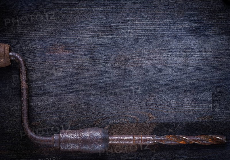 Vintage hand drill with copyspace