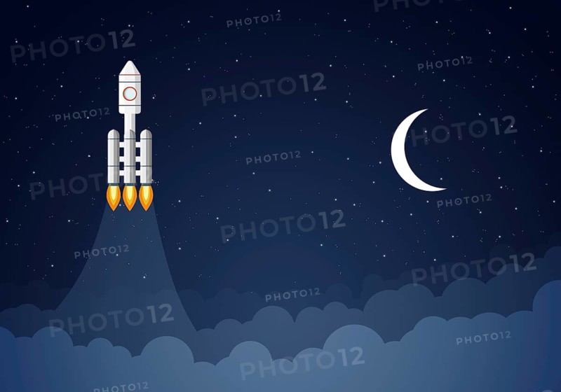 Art launch rocket with sky space. Startup concept