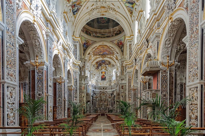 Nave of the Church of the Gesù, the mother church of the Society of Jesus (Jesuits), Palermo, Sicily, Italy, 20 October 2011, Europe