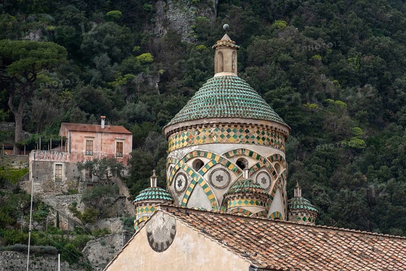 Belltower of the famous cathedral in the city of Amalfi in Southern Italy
