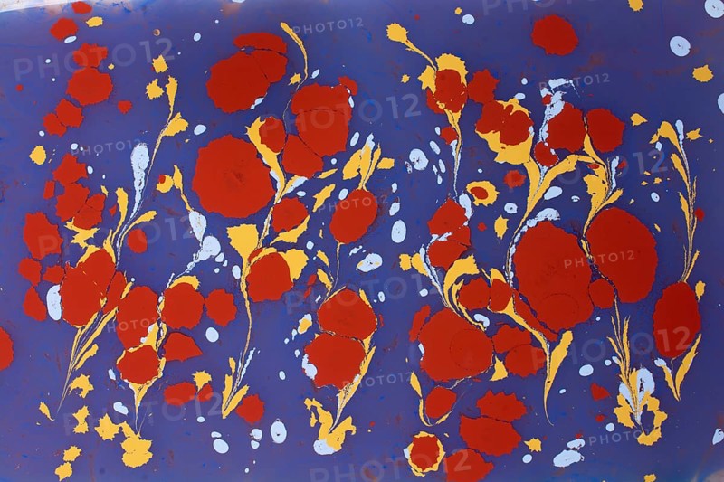 Beautiful abstract art of Ebru marbling painting techniques on water with acrylic paints