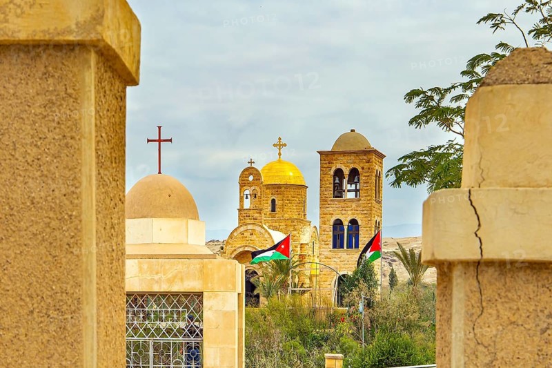 Qasr el Yahud. Place of the Baptism of Jesus Christ on the Jordan River in Israel - Bethabara. Greek Orthodox Church of John the Baptist