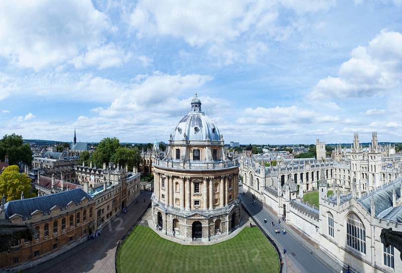 Elevated view of Radcliffe Camera, Bodleian Library, Oxford University, Oxford, Oxfordshire, England, United Kingdom, Europe